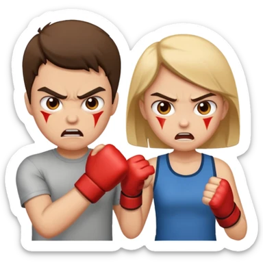 Fight girl and boy  sticker
