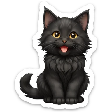 cinematic-yawning black-maine-coon-kitten-portrait-emoji,-head-tilted-playfully-and-inquisitively,-sleek--black-fur,-simplified-yet-adorable-features,-highly-detailed,-glowing-with-a-warm,-friendly-glow  sticker
