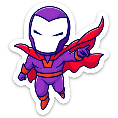 Magneto Marvel villain with red helmet and purple cape using magnetic powers sticker
