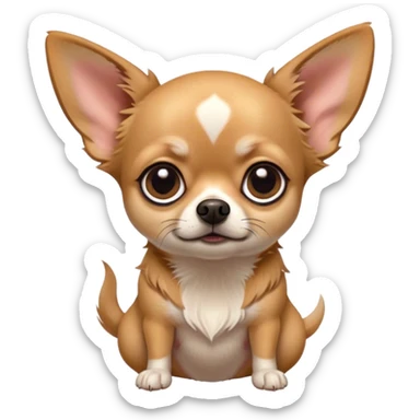 Cinematic Grumpy Fawn Short Haired Chihuahua Portrait Emoji, Head tilted slightly with a deeply unimpressed expression, thick fawn fur with a slight sheen, large, droopy dark eyes narrowed into an unamused glare, ears slightly drooping in exasperation, Simplified yet comically expressive features, highly detailed, glowing with a dry, sarcastic glow, high shine, effortlessly judgmental yet dignified, stylized with a touch of cynicism, bright but brooding, soft glowing outline, capturing the essence of an eternally unimpressed yet endearing pup, so lifelike it feels like it could sigh heavily at you in disdain at any moment! sticker