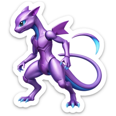 Shiny Anthropomorphic  Genesect-Mewtwo-Fakémon-hybrid-creature (full body)  sticker