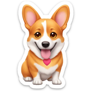 orange corgi with heart eyes sticker