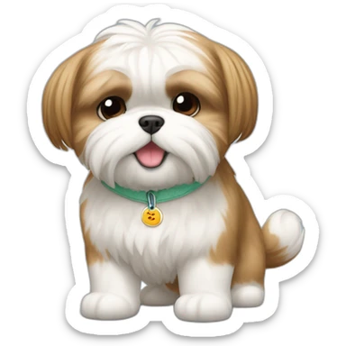 shi tzu with name almendra fighting with cat with name menta sticker