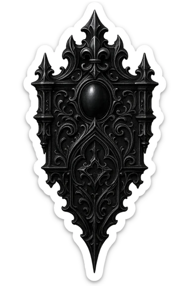 gothic object, black and silver, dramatic and stylish, no background sticker