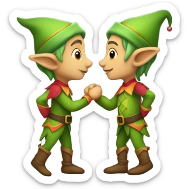 Elf on an elf kissing sticker
