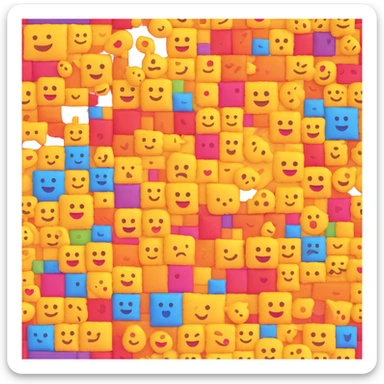 A chaotic patchwork quilt emoji with mismatched symbols and icons, evoking a deliberately absurd and brain-melting feel, grotesque and nonsensical sticker