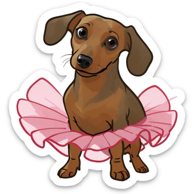 Red dachshund wearing a tutu  sticker