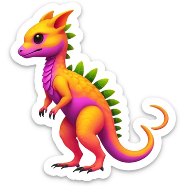 Exotic Tropical futuristic lush warm-colored neon-colored Fakémon-Trico-creature (full body) sticker