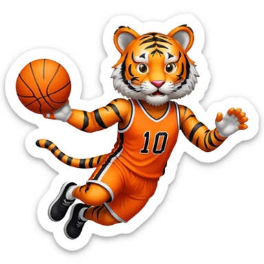 Tiger mascot playing basketball  sticker