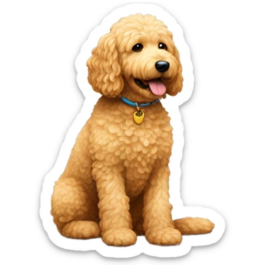 mini golden doodle sitting like human sticker
