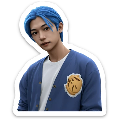blue haired boy outdoors sticker
