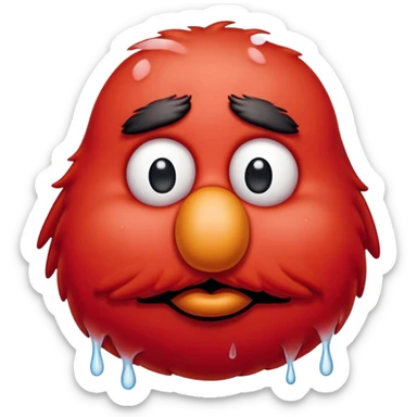 A sad Elmo with tears in his eyes, looking down sticker
