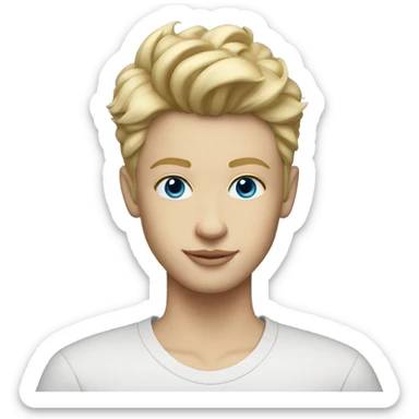 short textured quiff blonde hair white teenager with blue eyes sticker