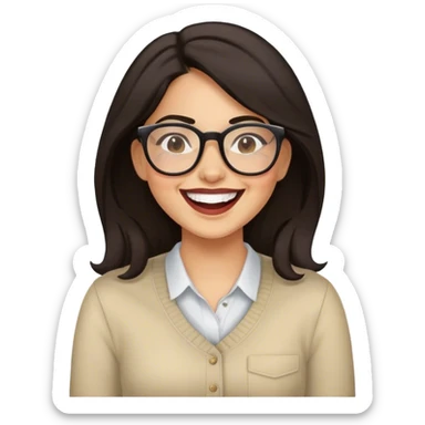 Chica gafas morena ríendose sticker