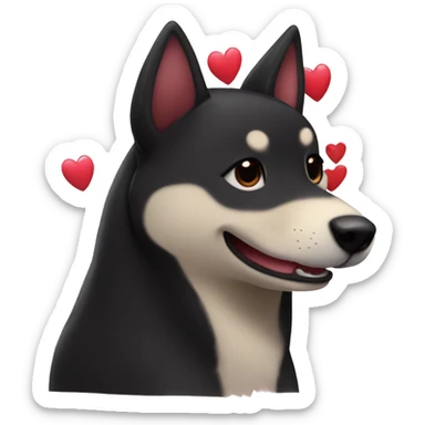 black siba inu adore | crush | hearts | in love | smiling face with hearts sticker