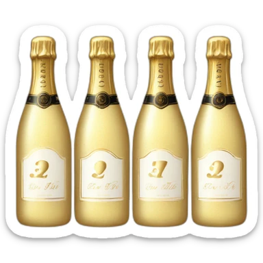 three champagne bottles, the first has a 3 on it, the middle has a 7 and the last one has a 5 sticker
