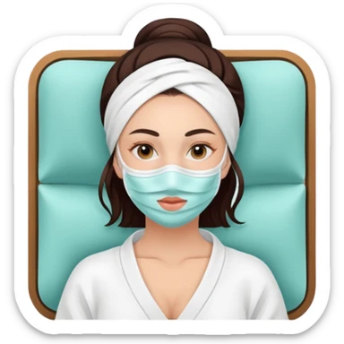 Lady with face mask spa beauty full face relaxing sticker