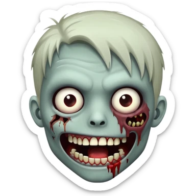  emo zombie with cuts on face and open mouth with fluid coming out of mouth sticker