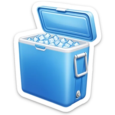 blue cooler with ice sticker