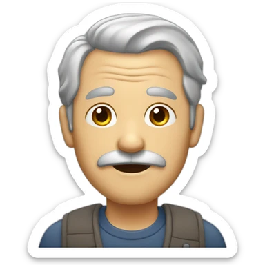 old man, gray hair, mustache sticker