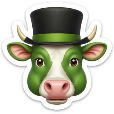 green vegetable with a top cow hat sticker