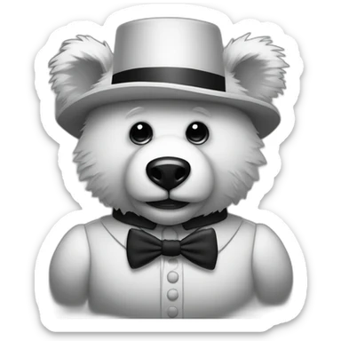 Scary Bear with bowtie, creepy, black and white, rubber hose style sticker