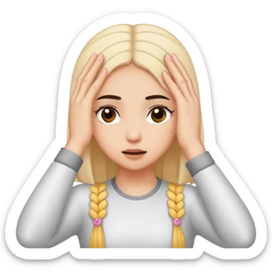 Girl putting five finger to her forehead  sticker