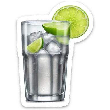 Diet Coke in a glass with ice and a lime sticker