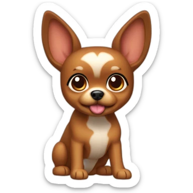 Mini pincher dog y chica con pelo largo y flequillo castaño  sticker