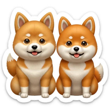 Two Shiba Inus, one is orange, the other white, visibly arguing sticker