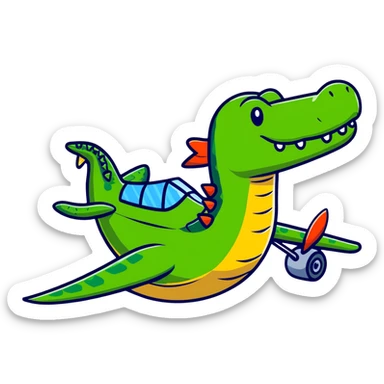 Crea un cocodrilo con un avión sticker