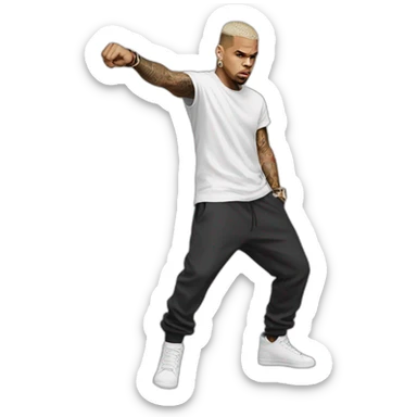 Chris Brown in fighting pose sticker
