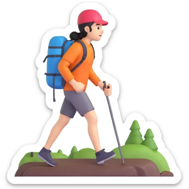 person hiking sticker