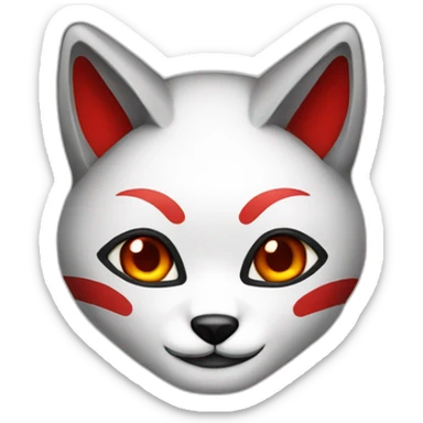 Programmer with Japanese red, black, white kitsune mask sticker