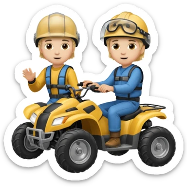 Can you make 2 blonde boys kids riding four wheelers sticker