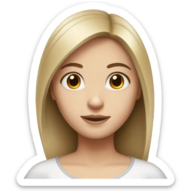 brunette girl with straight and a pretty face with white skin colour sticker