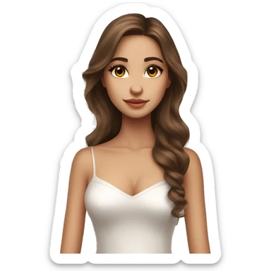 Beautiful angel wings long dress brown hair eyelashes sticker