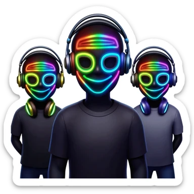 Trio dj with cool dj masks sticker