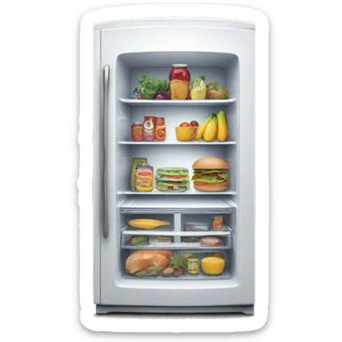 Fridge with food sticker
