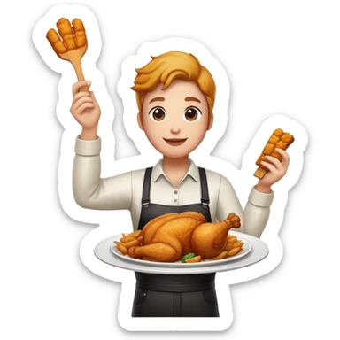 PUBG Victory Winner Winner Chicken Dinner with player celebrating and fried chicken sticker