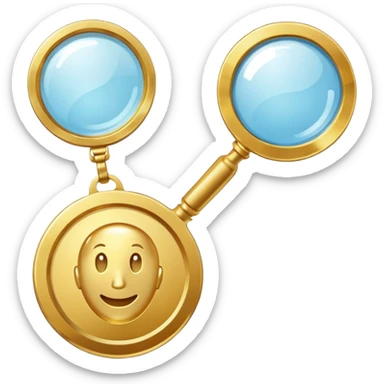gold medal with magnifier on it sticker
