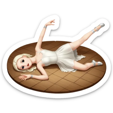 Dancer dead on stage full body lyiing on floor sticker