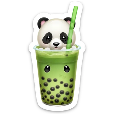 green pop in bubble tea and panda in bable tea sticker