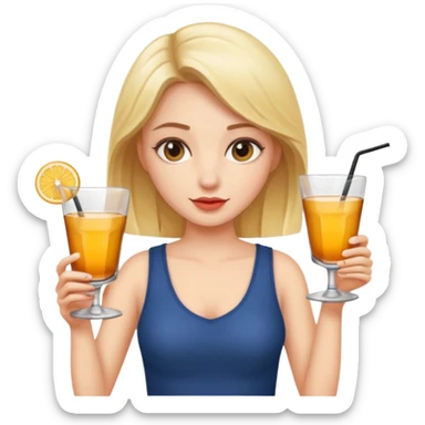 A girl holding two alcoholic drinks sticker