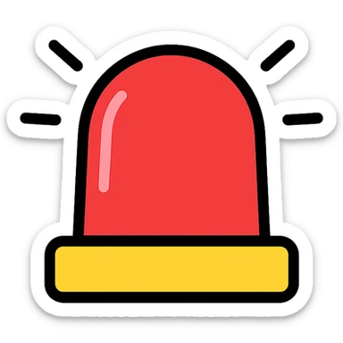 red rotating alarm light, minimal, modern, no text sticker