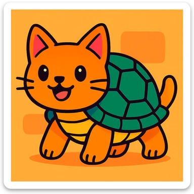 cat-turtle hybrid, cartoon style sticker