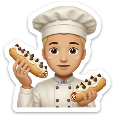 Smashed overworked pastry chef with cannoli sticker