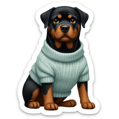 Rottweiler wearing a sweater sticker