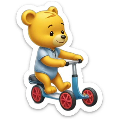 Winnie l'ourson obèse avec une trotinette sticker