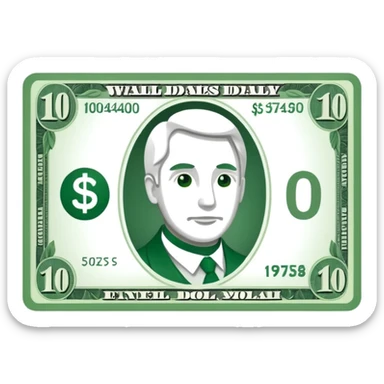 one 14 dollar bill flat ios emoji style version sticker